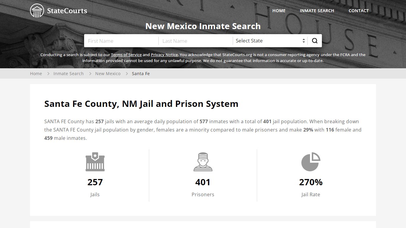 Santa Fe County, NM Inmate Search - StateCourts