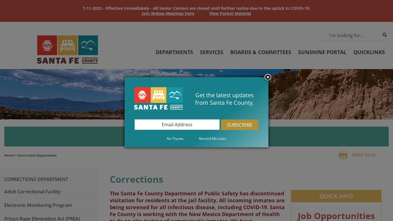 Santa Fe County : Corrections